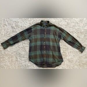 Ralph Lauren Button Down Shirt Blake Green Plaid Christmas Holiday Cabin Mens L